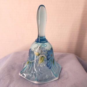 Fenton Blue Mini Bell Hand Painted Signed Thomas Keaton 4" - M